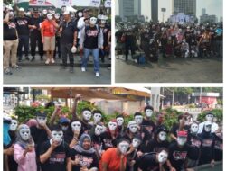 Konsumen Korban Meikarta Gunakan Topeng dan Kaos Hitam saat Gelar Aksi Damai di CFD